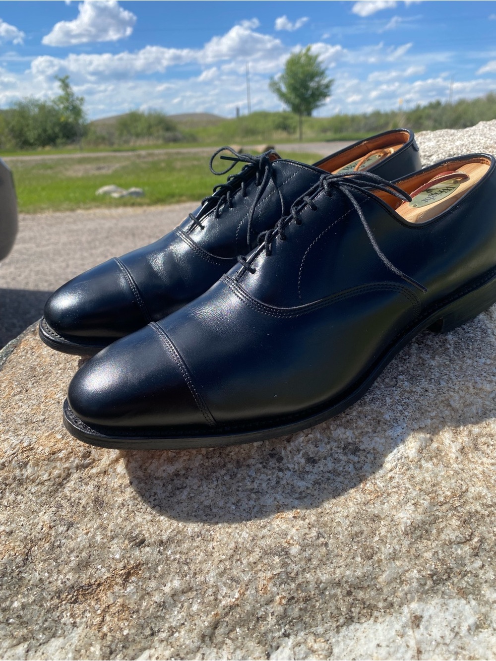 Allen Edmonds Black Cap-Toe Derby Oxfords